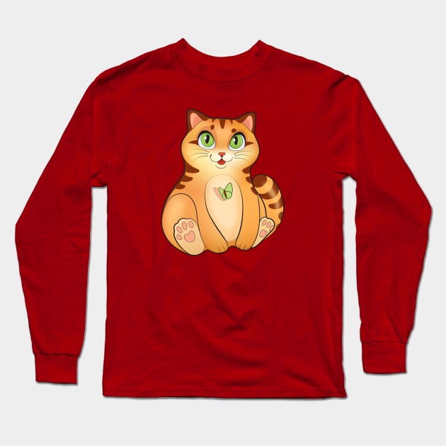 Cute kitten, Red Kitty Cat Long Sleeve T-Shirt by Yulla